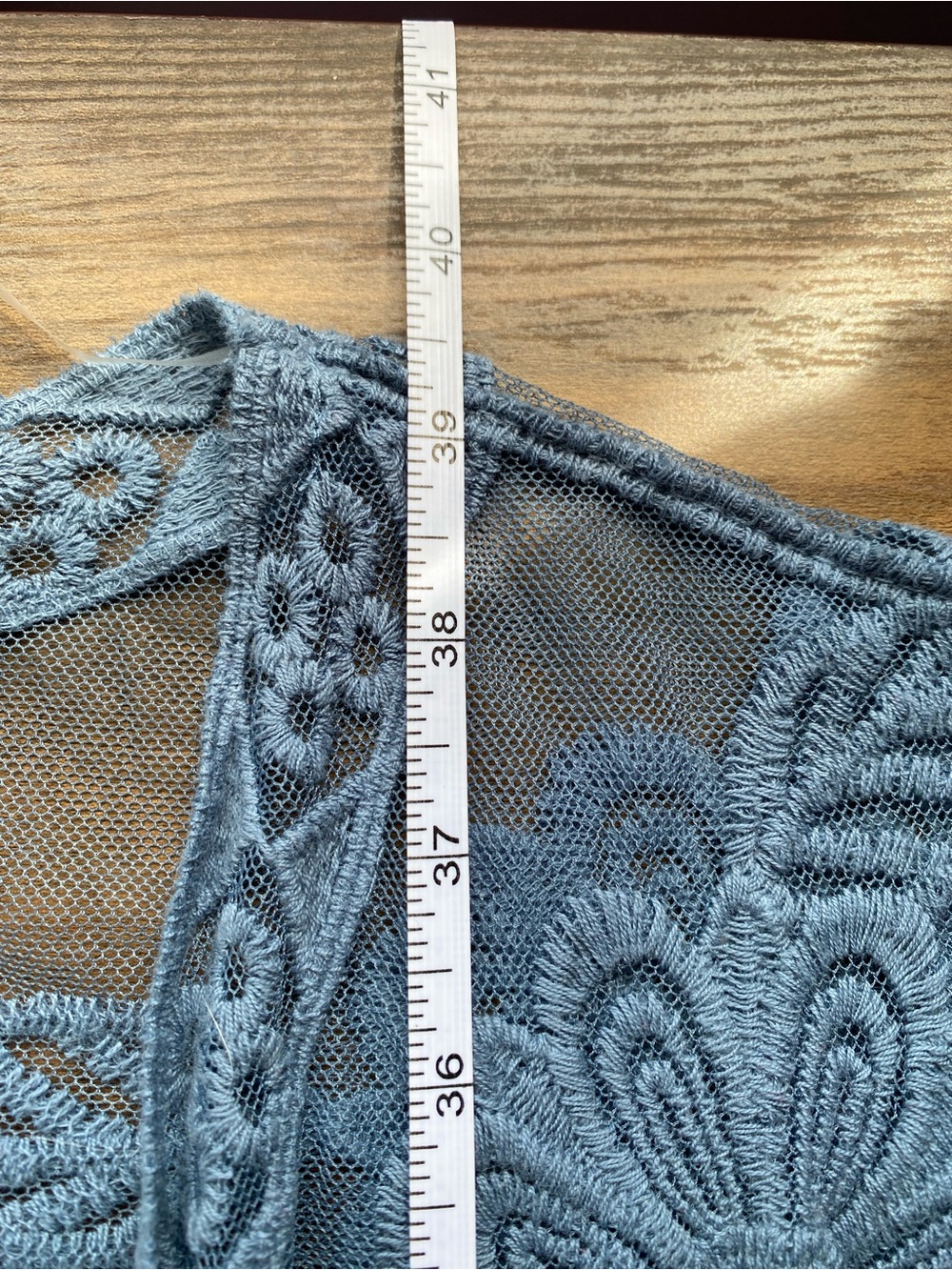 Sheer Blue Lace Kimono Cover-Up - Picture 6 of 6